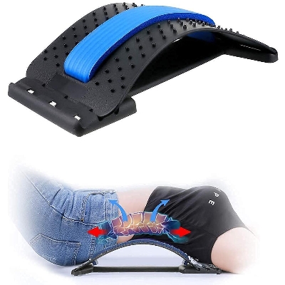Picture of Back Stretching Devices, Beds And Chairs And Vehicles, Multi-Level Lumbar Support Stretcher Spinal, Lower And Upper Muscular Pain (Black/Blue) - Free Size