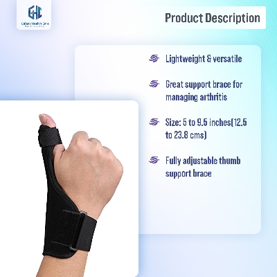 Picture of Thumb Brace Spica Splint Support - Neoprene Reversible Thumb Stabilizer for Pain, Sprains, Strains, Arthritis,Tendonitis, Carpal Tunnel & Trigger Thumb Immobilizer [Fits for both hands] - Black