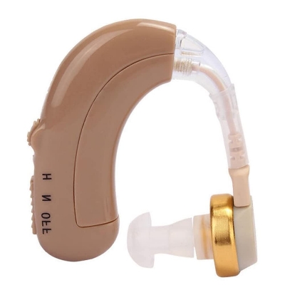 Picture of BTE Digital Hearing Aid Rechargeable Hearing Aids for Elderly Adjustable Tone Hearing Device Hearing Amplifier for Hearing Loss Beige with US Plug - Multicolor