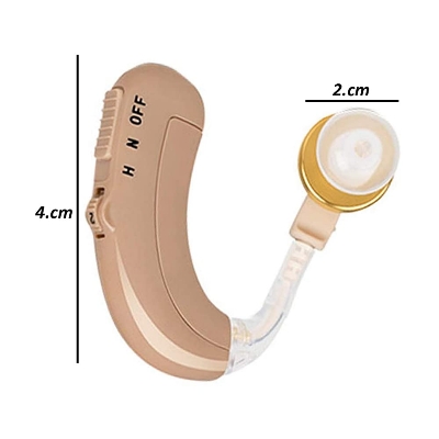 Picture of BTE Digital Hearing Aid Rechargeable Hearing Aids for Elderly Adjustable Tone Hearing Device Hearing Amplifier for Hearing Loss Beige with US Plug - Multicolor