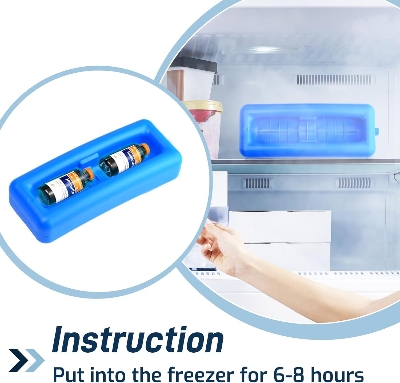 Picture of Insulin Vial Cooler Travel Case,Diabetes Carrying Insulated Bag for Supplies Keep Medicine Cool,Diabetic Small Bottle Protector Kit for Storage,Portable Mini Pack with Protective Ice Brick - Blue