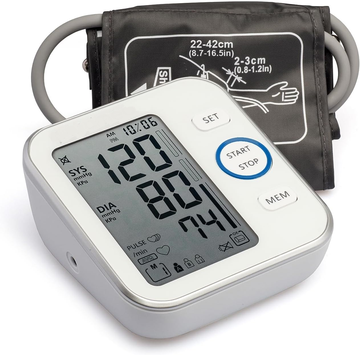 Picture of Digital Blood Pressure Monitor - Bp Machine - Automatic Upper Arm Blood Pressure Cuff 8.7-16.5 inches - Large LCD Display 120 Sets Memory - Device Bag & Batteries Included - Multicolor