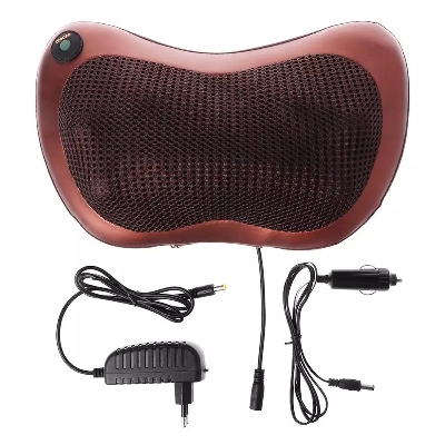 Picture of Electronic Neck Cushion Full Body Massager with Heat for pain relief Massage Machine for Neck Back Shoulder Pillow Massager - Swiss Relaxation therapy - Brown