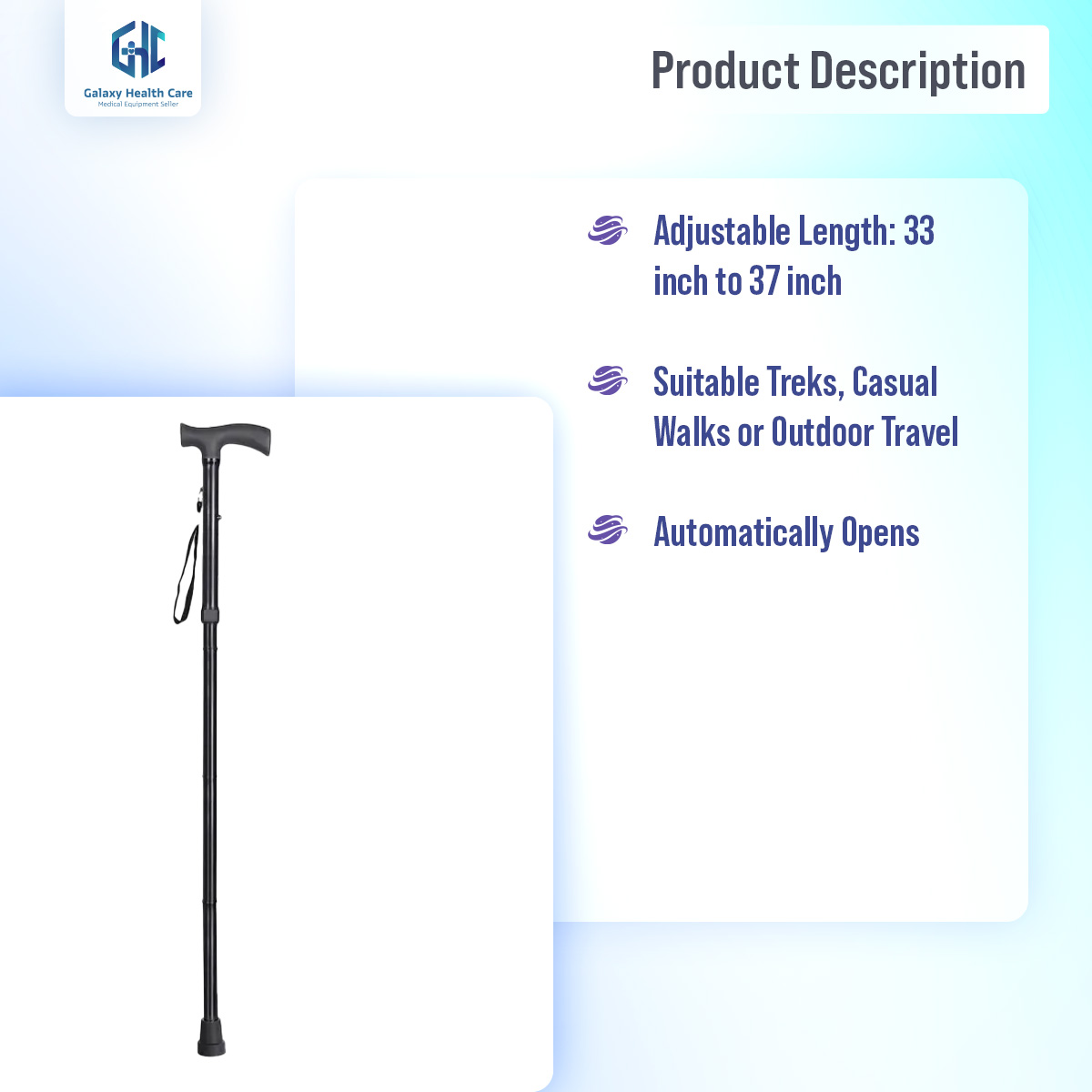 Picture of 4 ফোল্ডিং সেকশন ফোল্ডিং হাঁটার স্টিক - stick - Multicolor