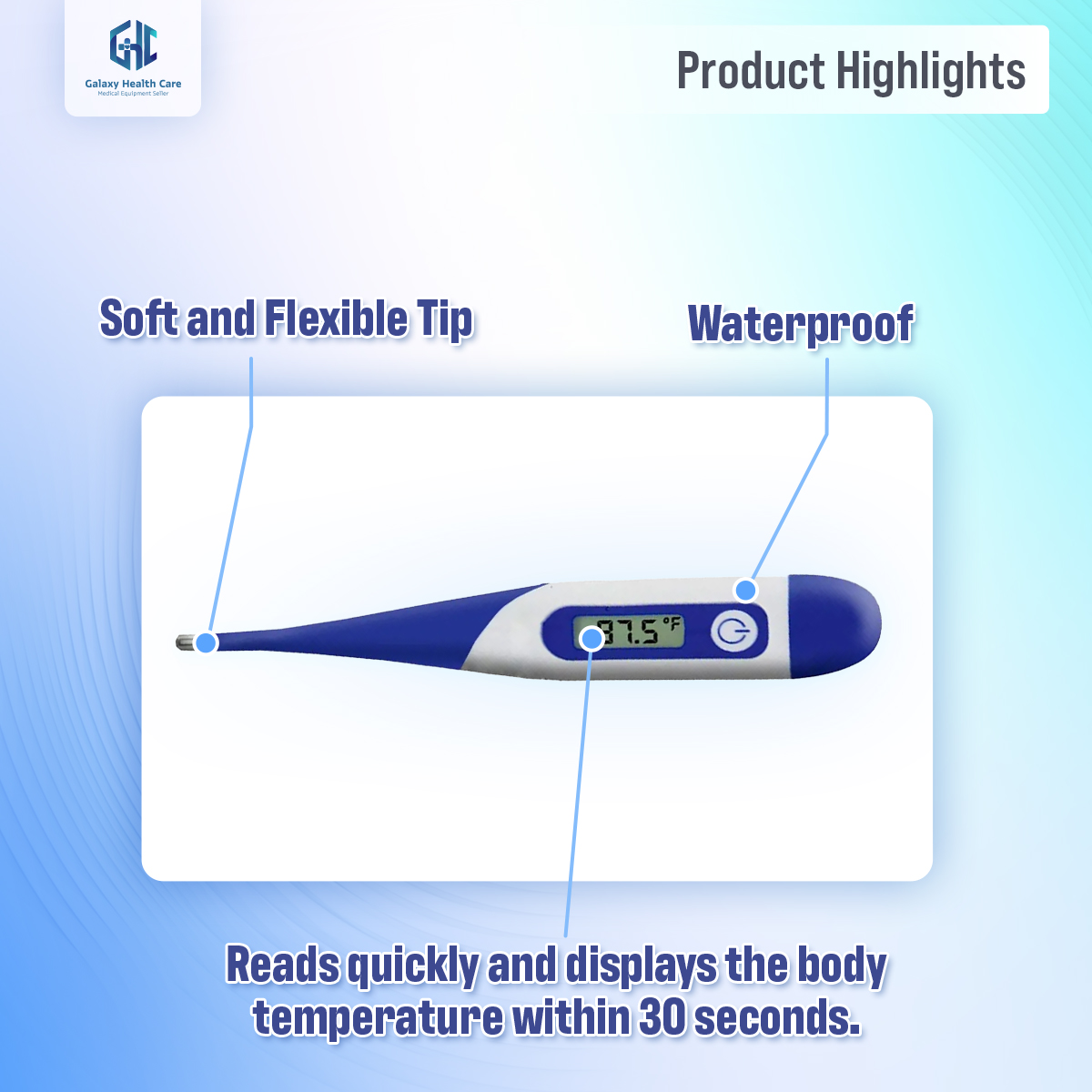 Picture of Heartman Flexible Waterproof Digital Thermometer for Baby & Adults Easy to Use 1 year warranty - Chili Red