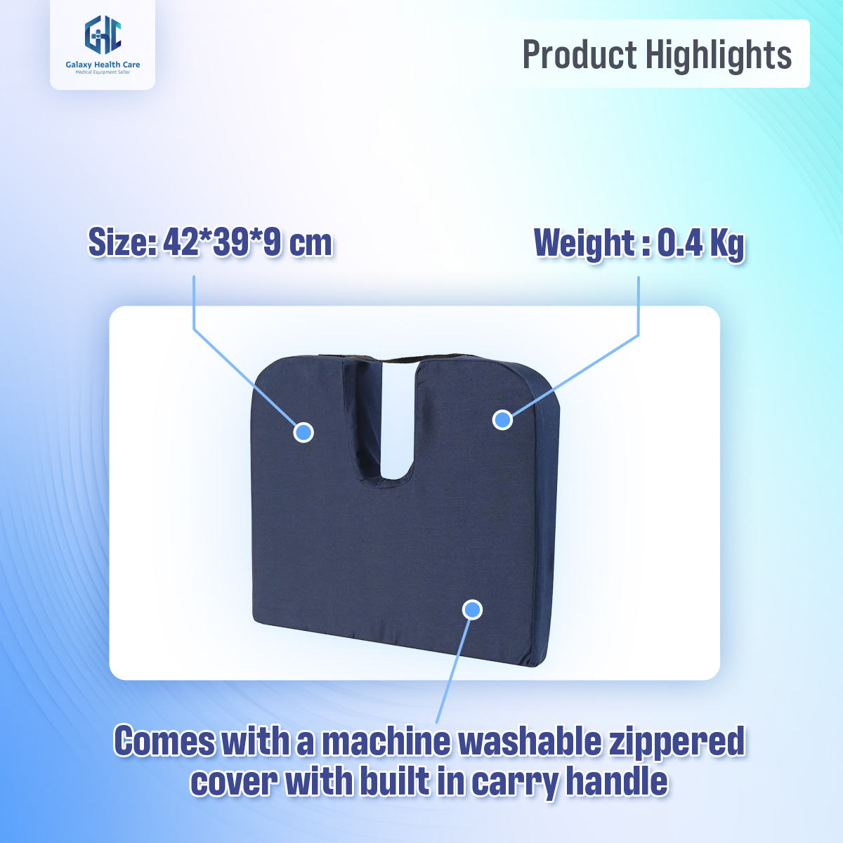 Picture of Coccyx Seat Cushion to Relieve Back, Sciatica and Tailbone Pain Ideal for Car, Office Chair - Multicolor