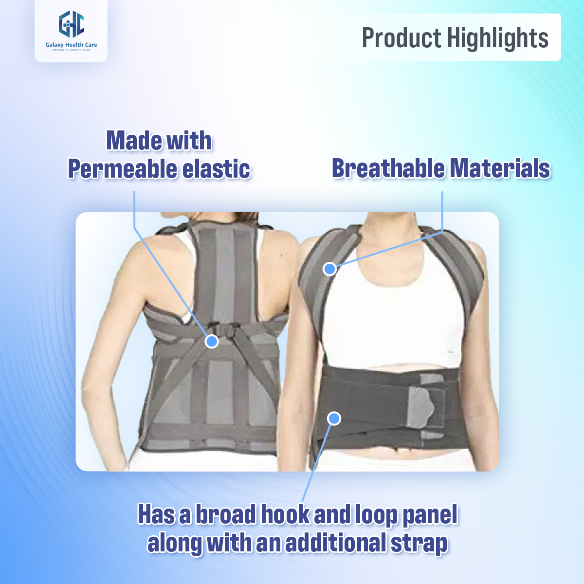 Picture of Posture Corrector Taylor Brace Dorso Lumbar Spinal Support Belt Lower and Upper Back Pain Relief Magnetic Back Brace for Men & Women. - Light Ash