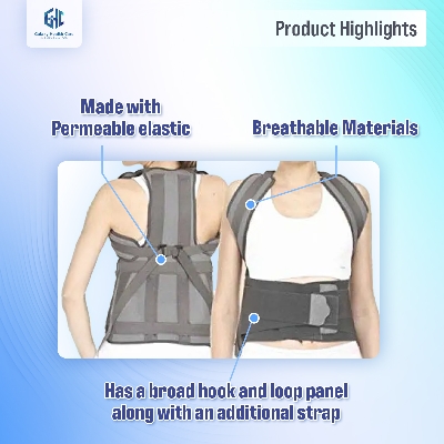 Picture of Posture Corrector Taylor Brace Dorso Lumbar Spinal Support Belt Lower and Upper Back Pain Relief Magnetic Back Brace for Men & Women. - Light Ash