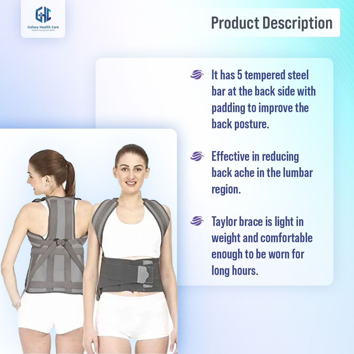Picture of Posture Corrector Taylor Brace Dorso Lumbar Spinal Support Belt Lower and Upper Back Pain Relief Magnetic Back Brace for Men & Women. - Light Ash