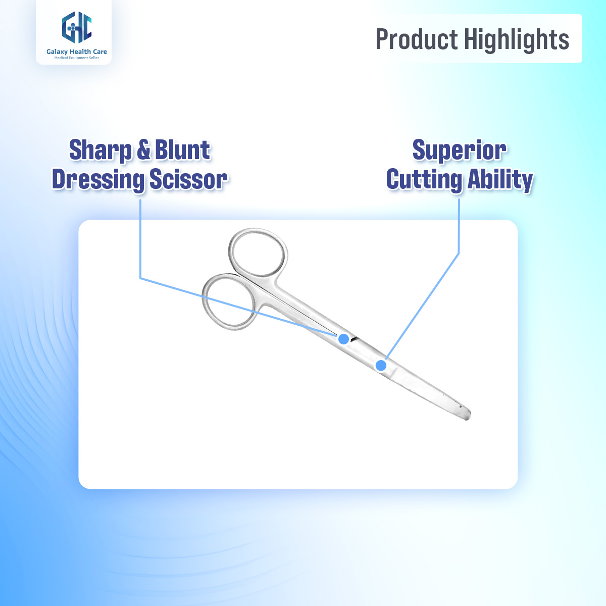 Picture of Blunt Dressing Scissor ⎜Surgical Dressing Scissor (Pack of 1) - Silver