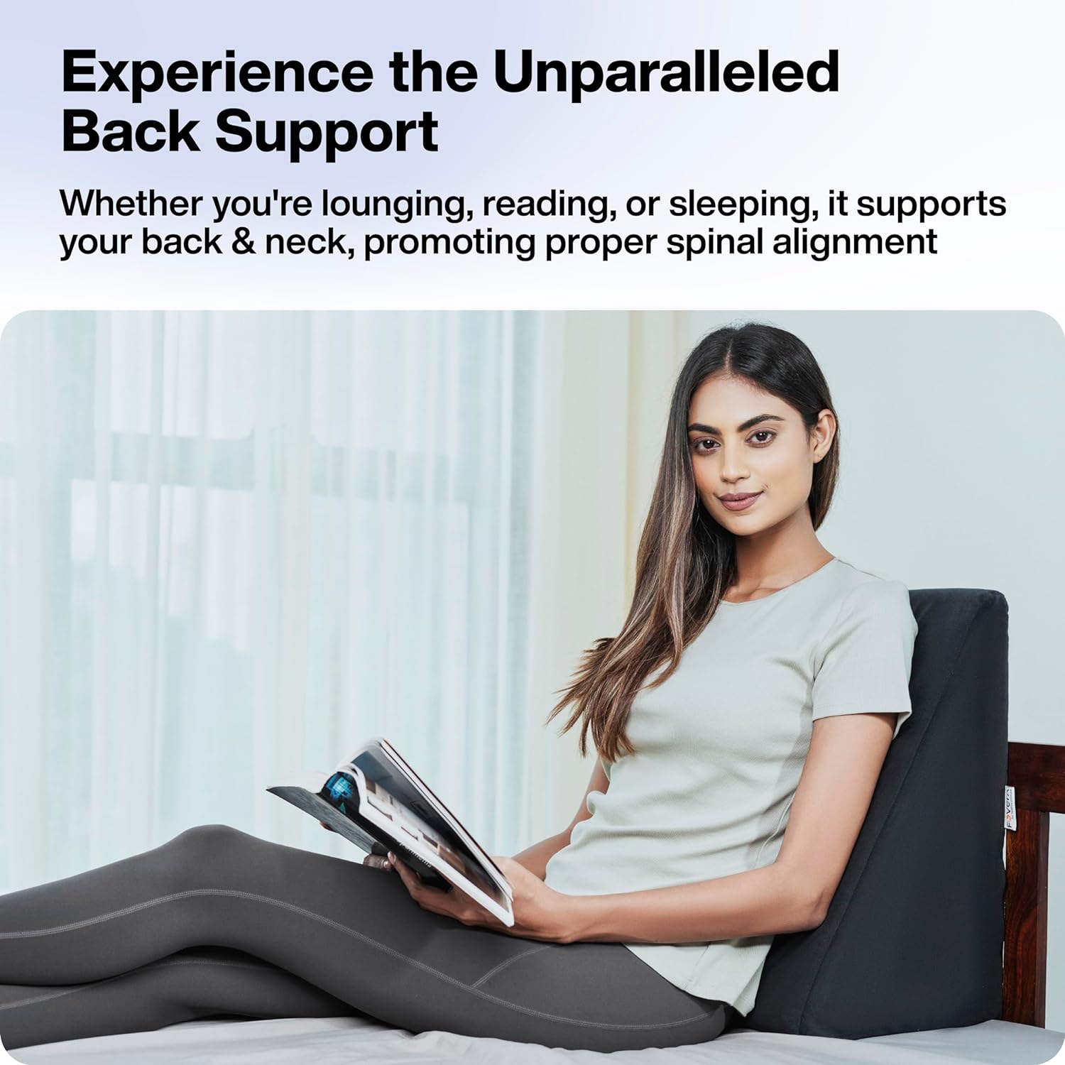 Picture of GALAXY Wedge Pillow polyurethane Foam | 2 Years Warranty | Orthopedic Wedge Cushion for Back Support, Sleeping, Leg Elevator, Pregnancy, GERD, Anti Snoring (Dark Grey, 18 x 17.5 x 11 Inch) - Multicolor