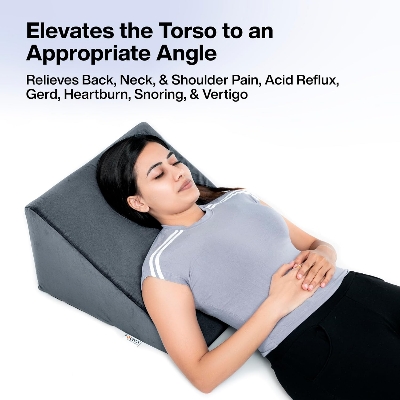 Picture of GALAXY Wedge Pillow polyurethane Foam | 2 Years Warranty | Orthopedic Wedge Cushion for Back Support, Sleeping, Leg Elevator, Pregnancy, GERD, Anti Snoring (Dark Grey, 18 x 17.5 x 11 Inch) - Multicolor