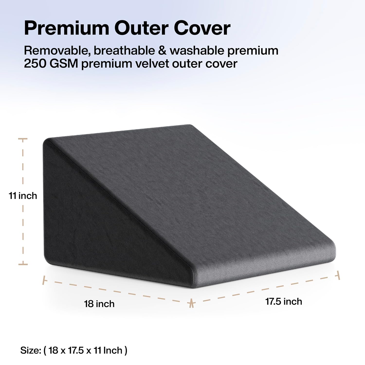 Picture of GALAXY Wedge Pillow polyurethane Foam | 2 Years Warranty | Orthopedic Wedge Cushion for Back Support, Sleeping, Leg Elevator, Pregnancy, GERD, Anti Snoring (Dark Grey, 18 x 17.5 x 11 Inch) - Multicolor