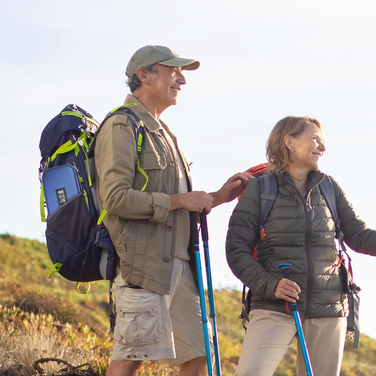 Picture of Insulin Cooler Travel Case TSA Approved Refrigerated Medicine Cooler for Travel w/Thermometer Temperature Display Diabetic Travel Case Bag w/2 Reusable Ice Packs for Daily Life Trip, Blue - Blue