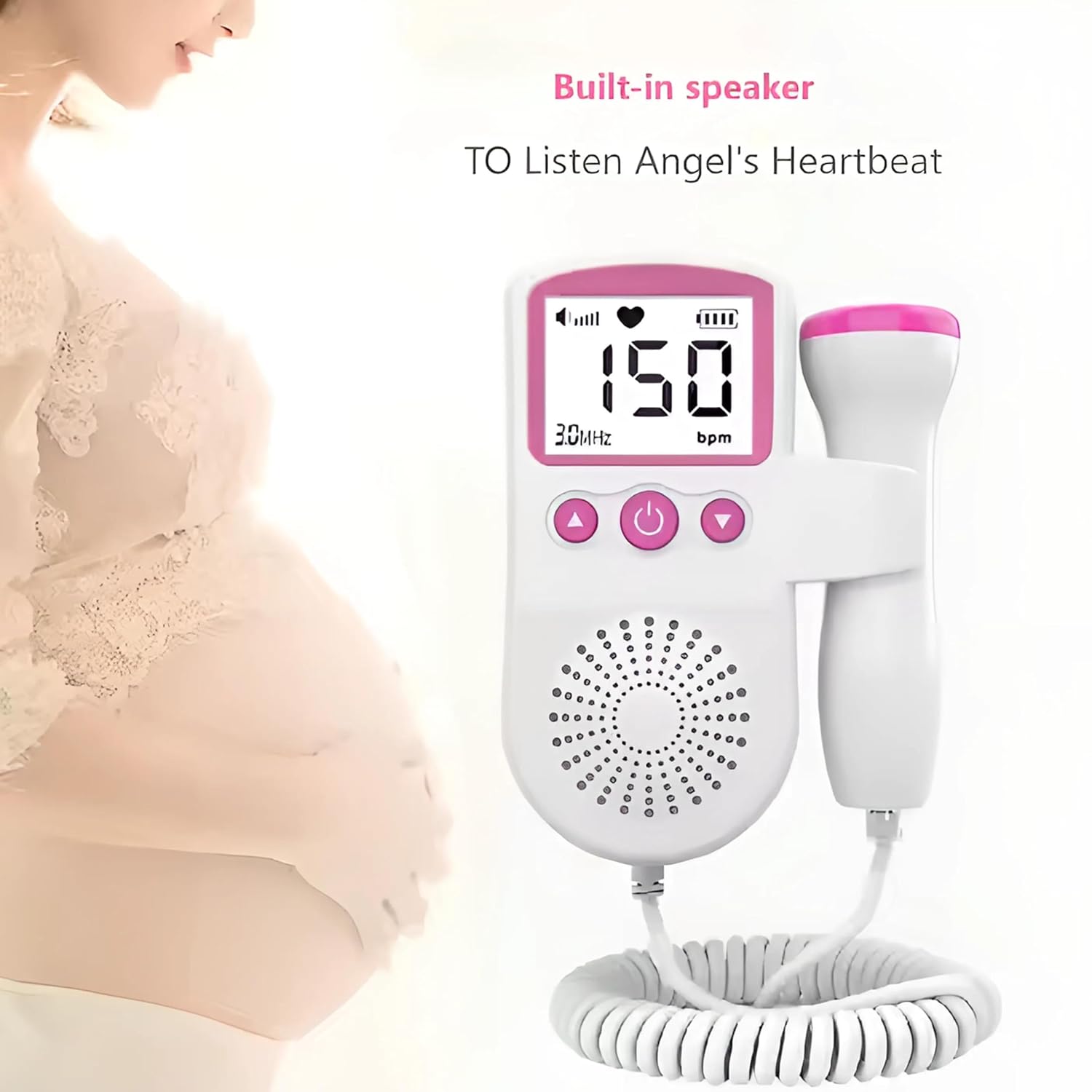 Picture of Doppler Fetal Rate Monitor Baby Fetal Sound Heart Detector LCD Display with gel - Multicolor