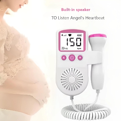 Picture of Doppler Fetal Rate Monitor Baby Fetal Sound Heart Detector LCD Display with gel - Multicolor