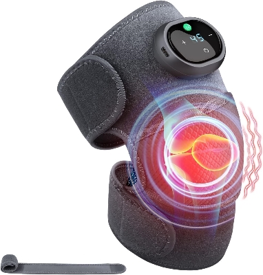 Picture of Knee Massager with Heat and Vibration Massage, Knee Brace Pain Relief for Joints Elbow Shoulder Ligament and Muscles Injuries, Two Adjustable Straps, Suit for Family Home - Multicolor