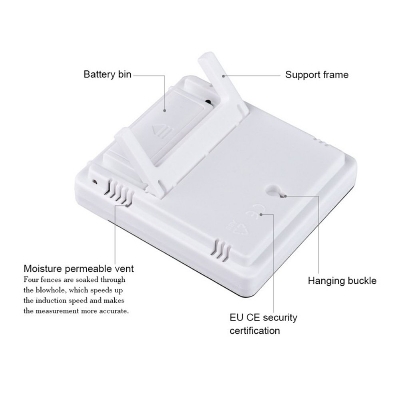 Picture of Indoor Room LCD Electronic Temperature Humidity Meter Digital Thermometer Hygrometer Weather Station Alarm Clock HTC-1 - White