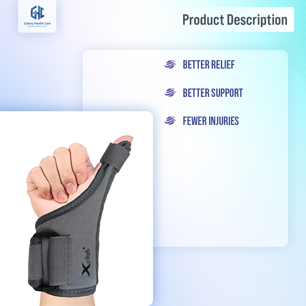 Picture of Taiba Thumb Spica Splint Wrist Support/Wrist Strap/Wrist Brace/Hand Support - SUITABLE FOR BOTH RIGHT AND LEFT HANDS - Black