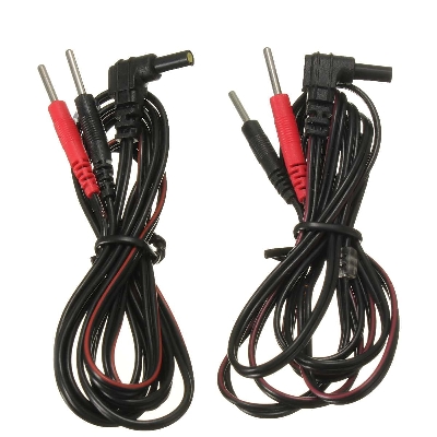Picture of 2Pcs Replacement Electrode Lead Wires Standard Connect Cables Pin 2mm For Tens/Ems Massage Digital Electronic Therapy Machines - Black