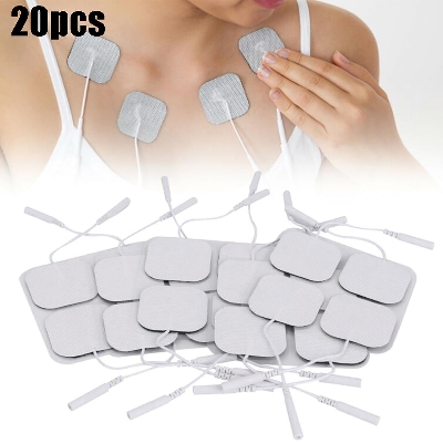 Picture of 20 Pcs 2.0 MM TENS Machine Replacement Electrode Pads Self Adhesive 4CMX4CM Reusable - White