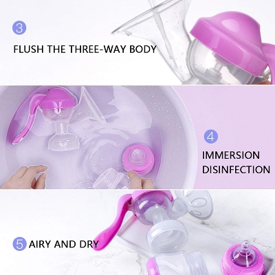 Picture of Adjustable Suction Silicone Hand Pump, Small Portable Milk Catcher Baby Feeding Pumps & Accessories - Purple