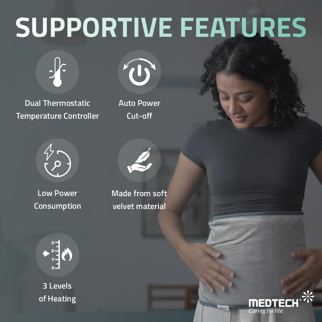 Picture of MEDTECH Orthopaedic Electric Heating Pad with Fast Heating Technology for Back Pain, Heat Therapy Heating Belt for body - Multicolor