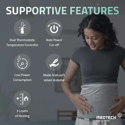 Picture of MEDTECH Orthopaedic Electric Heating Pad with Fast Heating Technology for Back Pain, Heat Therapy Heating Belt for body - Multicolor