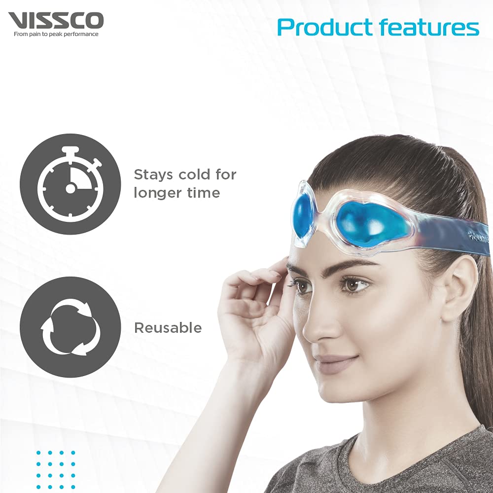 Picture of Vissco Cool Eyes (Gel), Eye Relaxing Mask For Puffy Tired Eyes, Dark Circles, Instant Pain Relief, Dry Eyes, Redness - Universal (Blue) - Multicolor