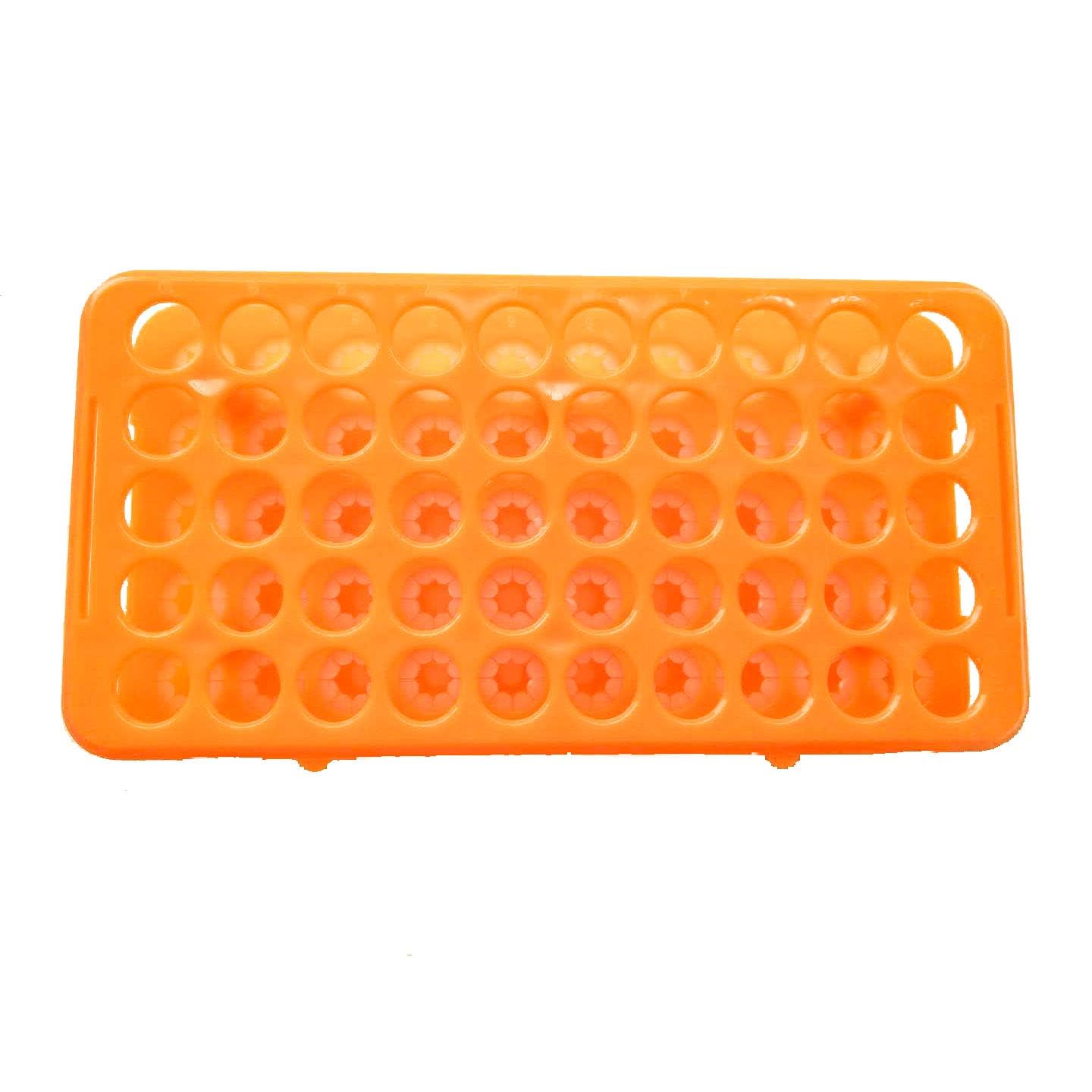 Picture of Plastic Test Tube Rack,Saim 50 Holes Lab Test Tube Rack Holder for 18mm Test Tubes,Orange |Blue - Multicolor