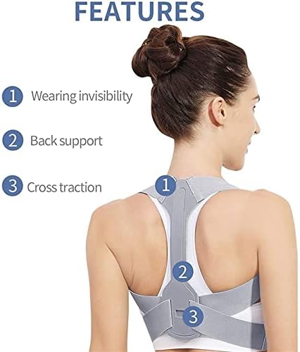 Picture of Posture Corrector Posture Correction Lower Back Pain Clavicle Spine Shoulder Support Belt Back Pain Relief Student/Adults/Unisex Easy to Use Back Posture (Color : Gray, Size : Medium)