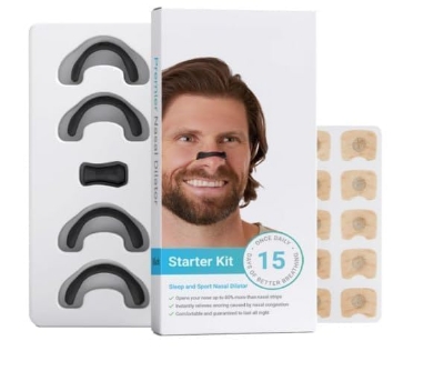Picture of 15Pcs Magnetic Nasal Glue Strips | Breathing Nasal Strip | Anti Snoring Nose Clip | Skin Safe Sleep | Nasal Dilator For Breathing | Snoring Stopper For Men | Breathing Starter Kit - Multicolor