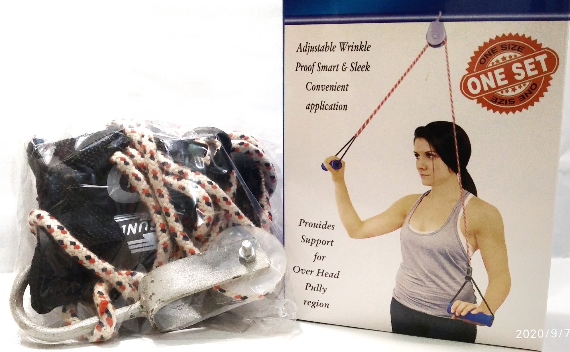 Picture of Overhead Hand Shoulder Pulley Equipment Kit w/Rope for Home Gym Exercise & Physical Therapy, for Frozen Shoulder and Hand Physiotherapy Exercise - Multicolor