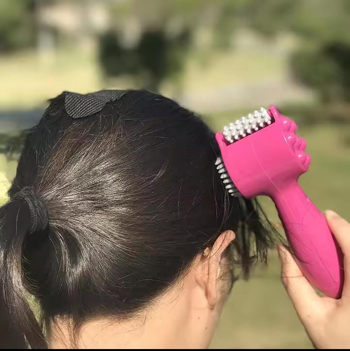 Picture of 4-In-1 Head Massager Electric Massage Roller Pounding Vibration Hammer Neck Lumbar Massage Relaxation Scalp Massage Comb Gift - Multicolor