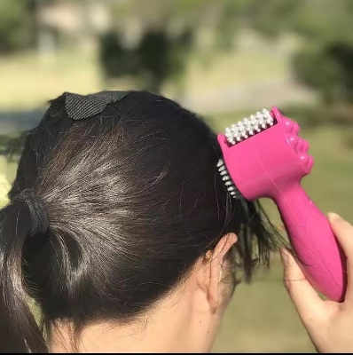 Picture of 4-In-1 Head Massager Electric Massage Roller Pounding Vibration Hammer Neck Lumbar Massage Relaxation Scalp Massage Comb Gift - Multicolor