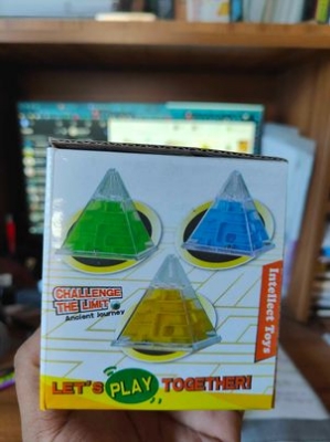 Picture of 3D Puzzle Maze Toy Hand Game Maze Pyramid Brain Game Challenge Puzzle Multicolor