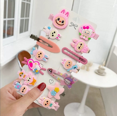 Picture of 14 Pcs Baby Girl Hair Clip Set for Children Hair Accessories/ Cartoon hair Clips for Girls - Multicolor
