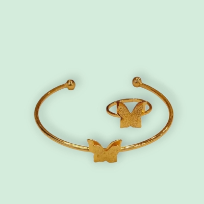 Picture of One Pcs Finger ring and One Pcs Breclet For Female - Gold