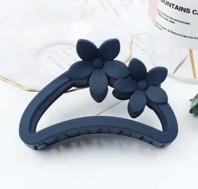 Picture of 4 pcs Korean Semi Circular Flower Frosted Matte hair Grab hair Accessories for Girls thin hair - Multicolor