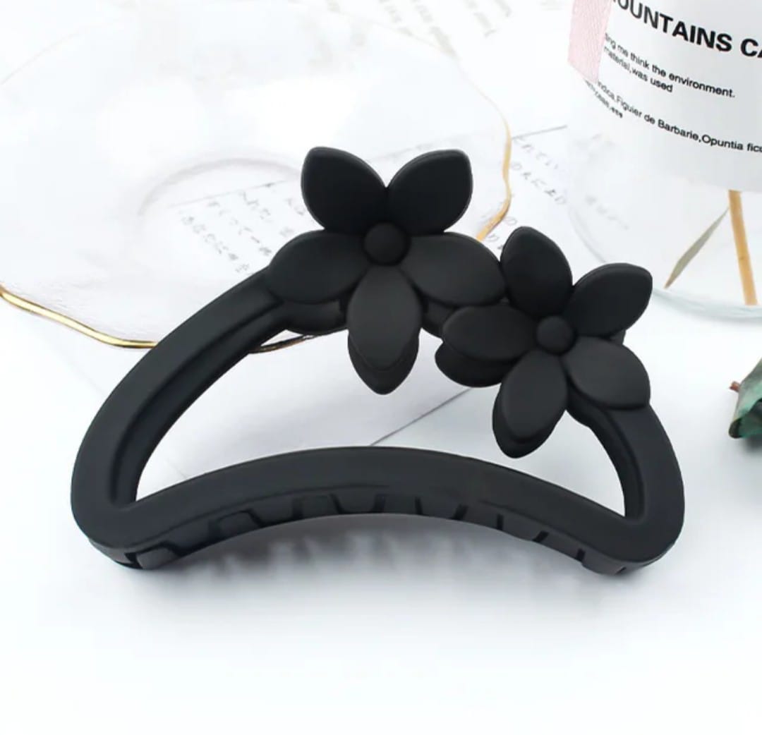 Picture of 4 pcs Korean Semi Circular Flower Frosted Matte hair Grab hair Accessories for Girls thin hair - Multicolor
