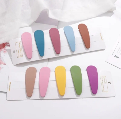 Picture of 4 pcs Pastel Colors Resin Hair Clip Girls Kids Toddler Snap Hair Clips  Assorted Hair Accessory - Multicolor