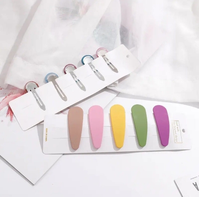 Picture of 4 pcs Pastel Colors Resin Hair Clip Girls Kids Toddler Snap Hair Clips  Assorted Hair Accessory - Multicolor