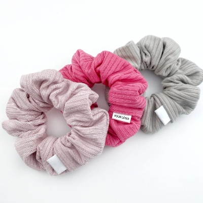 Picture of 2 pcs Linen Fabric Hair Scrunchies Custom Print Scrunchies Ties Hair Bun Scrunchy For Girls Women Ladies - Multicolor