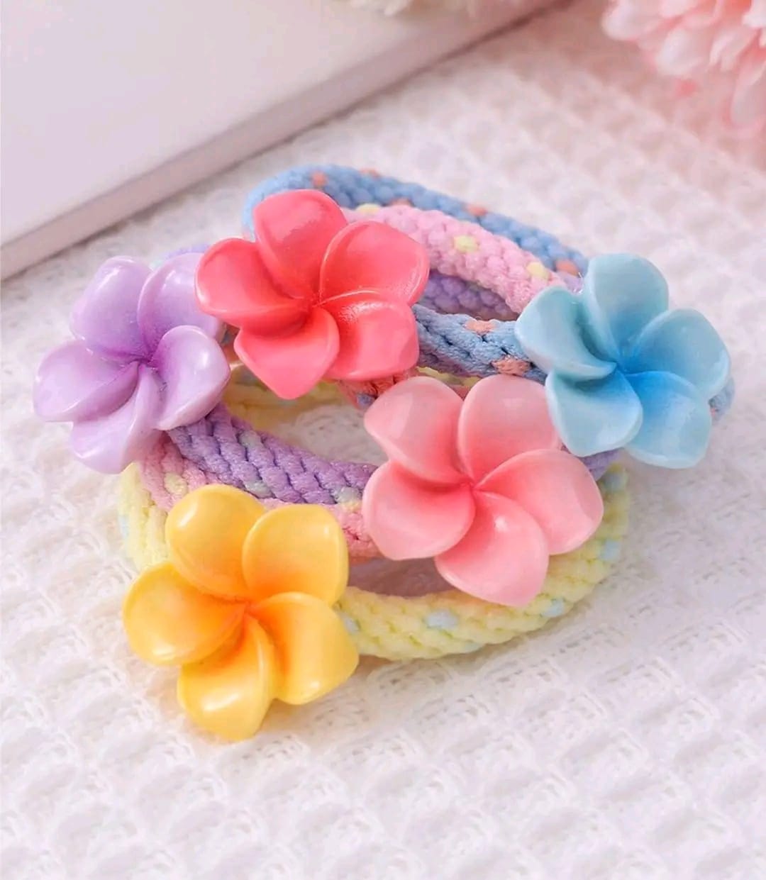 Picture of 4 Pcs Plumeria Hair Band Women New Flower Hair Band - Multicolor