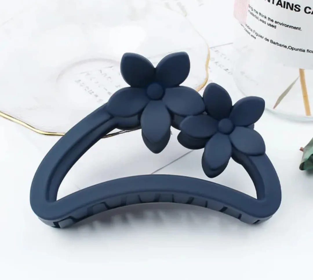 Picture of 4 pcs Korean Semi Circular Flower Frosted Matte hair Grab hair Accessories for Girls thin hair - Multicolor