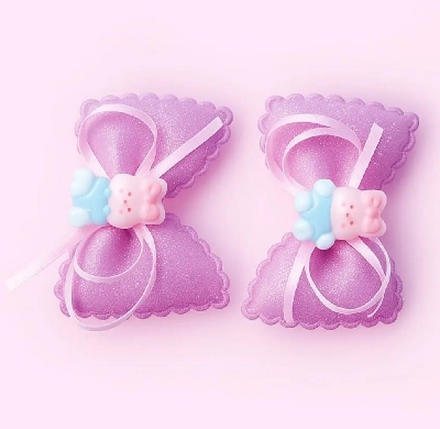 Picture of 6 Pcs /Set Girl Cute Cartoon Chiffon Bow Hairpins Kids Sweet Hair Clips Sequins Tassel Netting Yarn Barrettes Hair Accessories - Multicolor