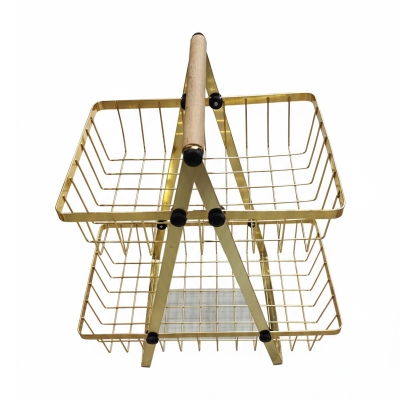 Picture of 2 Layer Metal body Fruits Stand, Golden & Black Body Design Stand.