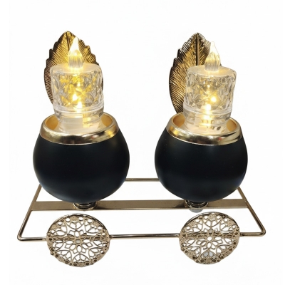 Picture of 2 Pcs Candle Light With Candle Holder, Candle light Dinner ITem. - Gold