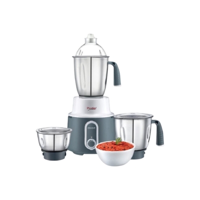 Picture of Prestige Delight 750 W Mixer Grinder, 3 Stainless Steel Jars (1500 ml, 1000 ml, 300 ml) (Charcoal Grey) - Silver