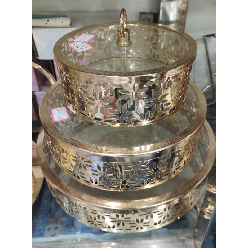 Picture of 3 Pcs 1 Ser Golden Color Storage Set, Metal Body - Gold